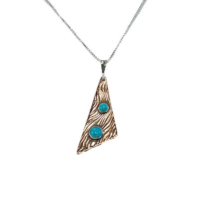 MIXED METALS ROLLED ENERGY WAVE TRI TURQUOISE PENDANT