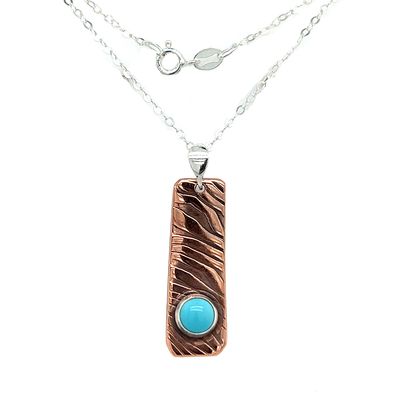 MIXED METALS ROLLED ENERGY WAVE RECTANGLE TURQUOISE NECKLACE