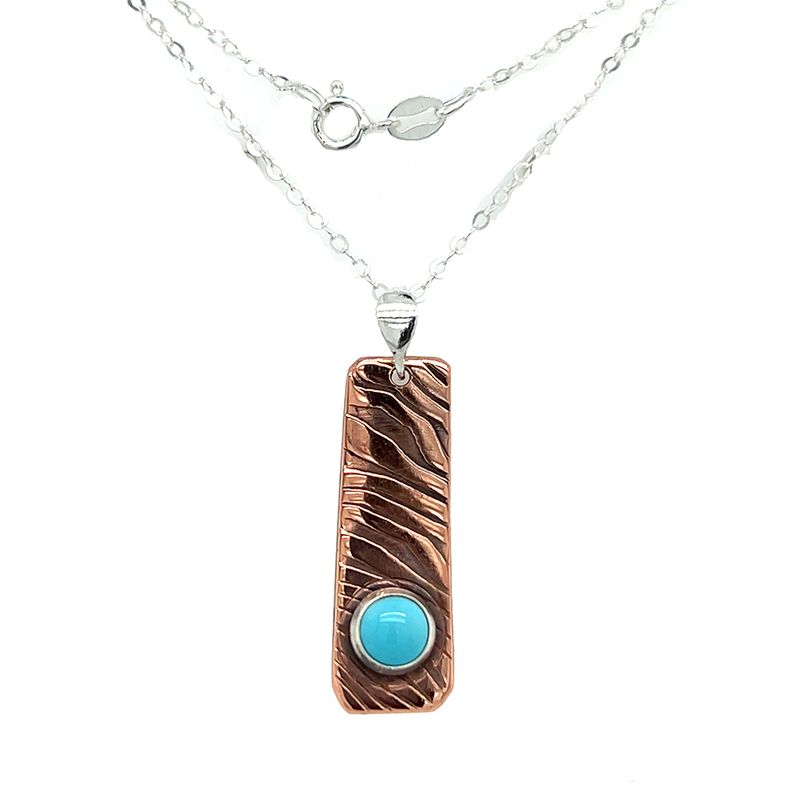 MIXED METALS ROLLED ENERGY WAVE RECTANGLE TURQUOISE NECKLACE