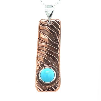 MIXED METALS ROLLED ENERGY WAVE RECTANGLE TURQUOISE NECKLACE