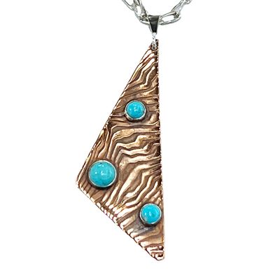 MIXED METALS ROLLED ENERGY WAVE TRI TURQUOISE NECKLACE