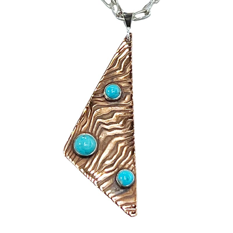 MIXED METALS ROLLED ENERGY WAVE TRI TURQUOISE NECKLACE