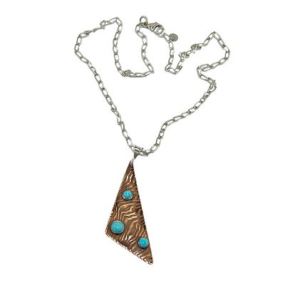 MIXED METALS ROLLED ENERGY WAVE TRI TURQUOISE NECKLACE