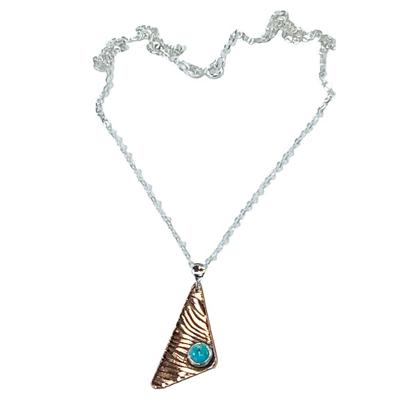 MIXED METALS ROLLED ENERGY WAVE TRI TURQUOISE NECKLACE