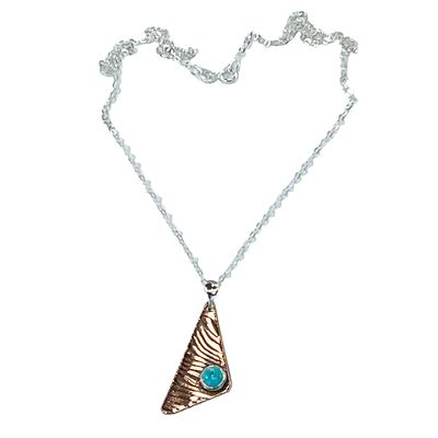 MIXED METALS ROLLED ENERGY WAVE TRI TURQUOISE NECKLACE
