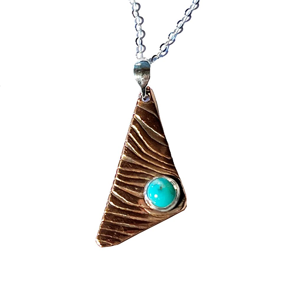 MIXED METALS ROLLED ENERGY WAVE TRI TURQUOISE NECKLACE