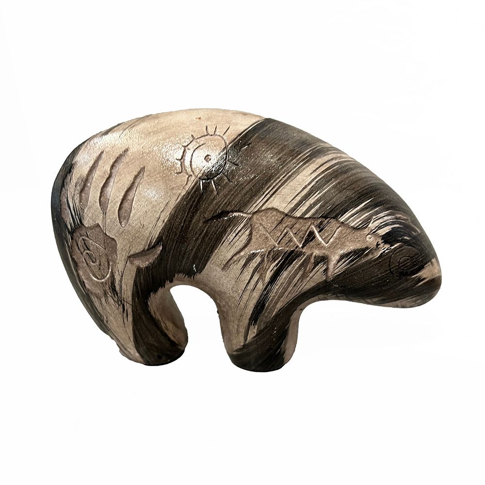 "LIL BEAR FETISH" Petroglyph Pottery 3.5x6x2 BLK