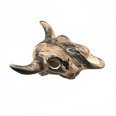 "BUFFALO SKULL" Petroglyph Pottery BLK 5.5x6