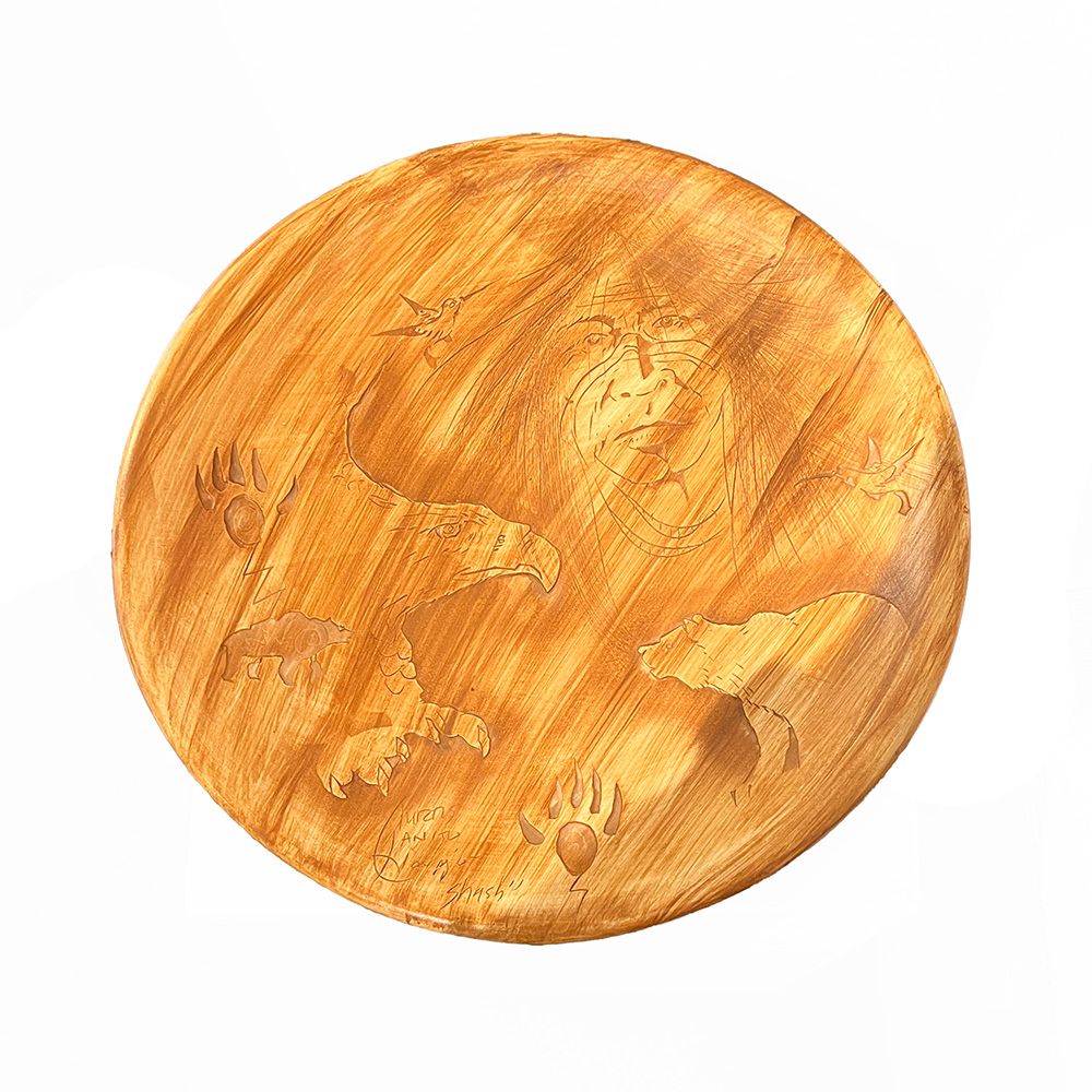 "SHASH PLATE" Petroglyph Pottery 14X2