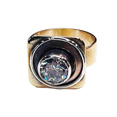 MIXED METALS RECTANGLE CZ RING MIXED METALS RECTANGLE CZ RING