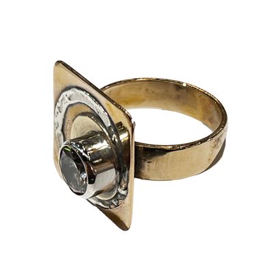 MIXED METALS SQUARE CZ RING 10