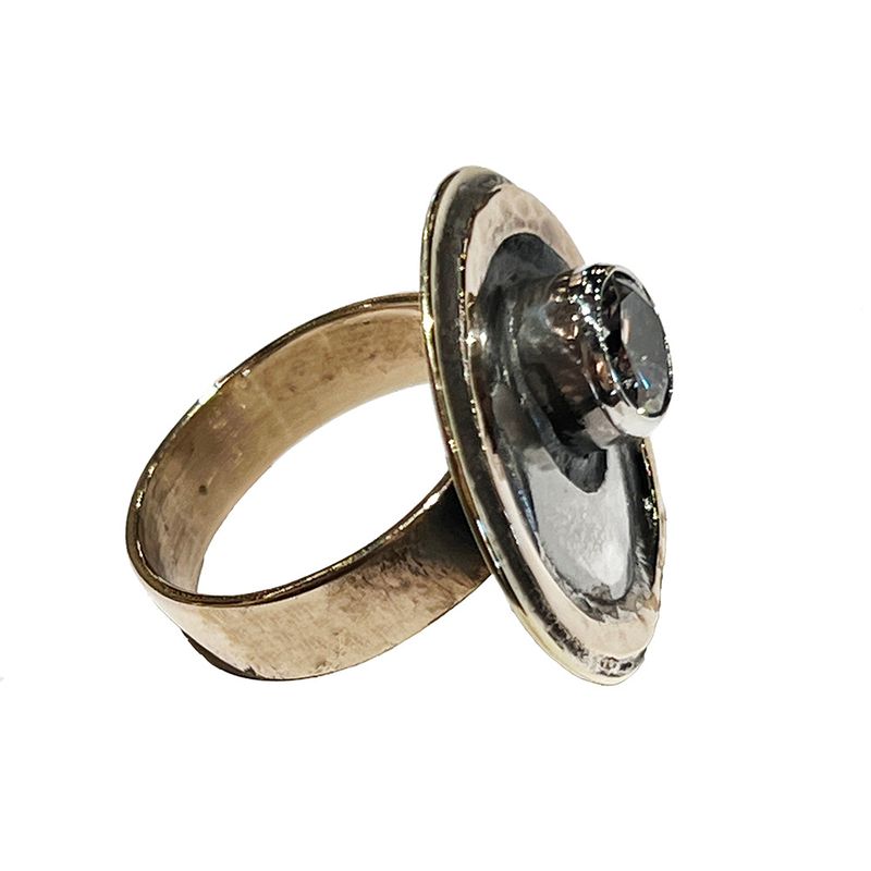 MIXED METALS ROUND CZ RING 9