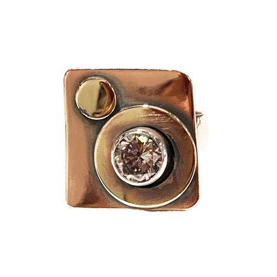 MIXED METALS SQUARE CZ RING 8 MIXED METALS SQUARE CZ RING 8