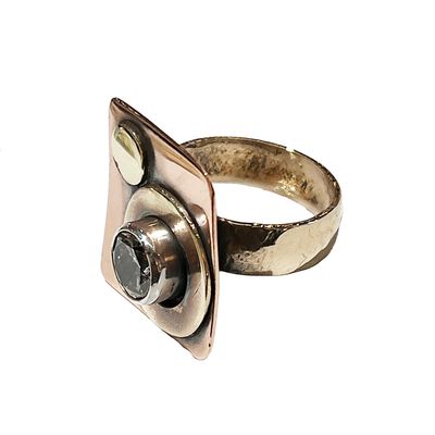 MIXED METALS SQUARE CZ RING 8