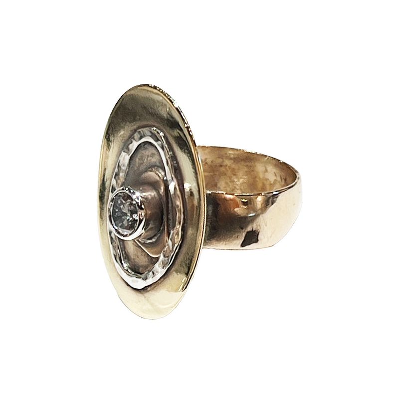 MIXED METALS OVAL CZ RING 10