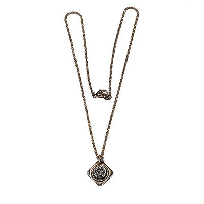 MIXED METALS DIAMOND SHAPE CZ NECKLACE