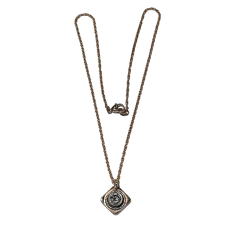 MIXED METALS DIAMOND SHAPE CZ NECKLACE