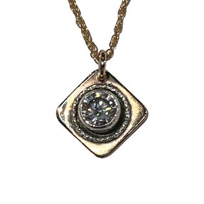 MIXED METALS DIAMOND SHAPE CZ NECKLACE