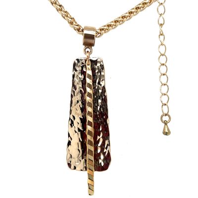 BRONZE HAMMERED RECTANGLE &amp; STICK NECKLACE