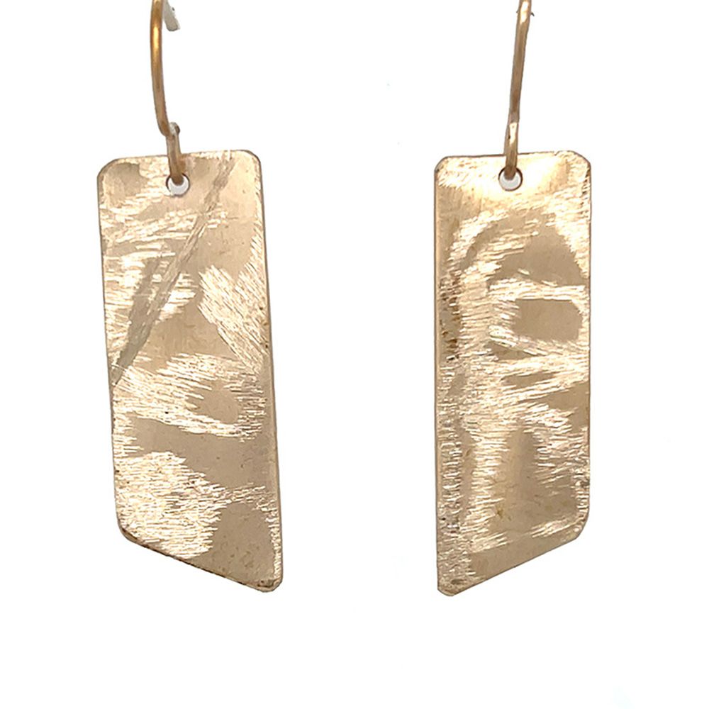 BRONZE ABSTRACT RECTANGLE TEXTURED EARRINGS