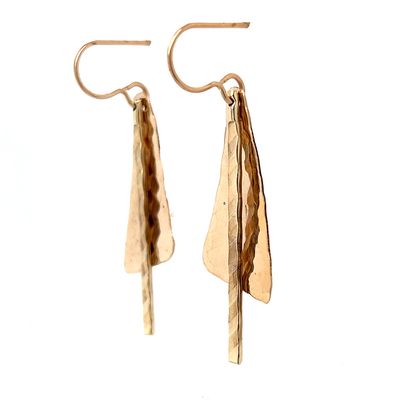 BRONZE HAMMERED TRI &amp; STICK EARRINGS