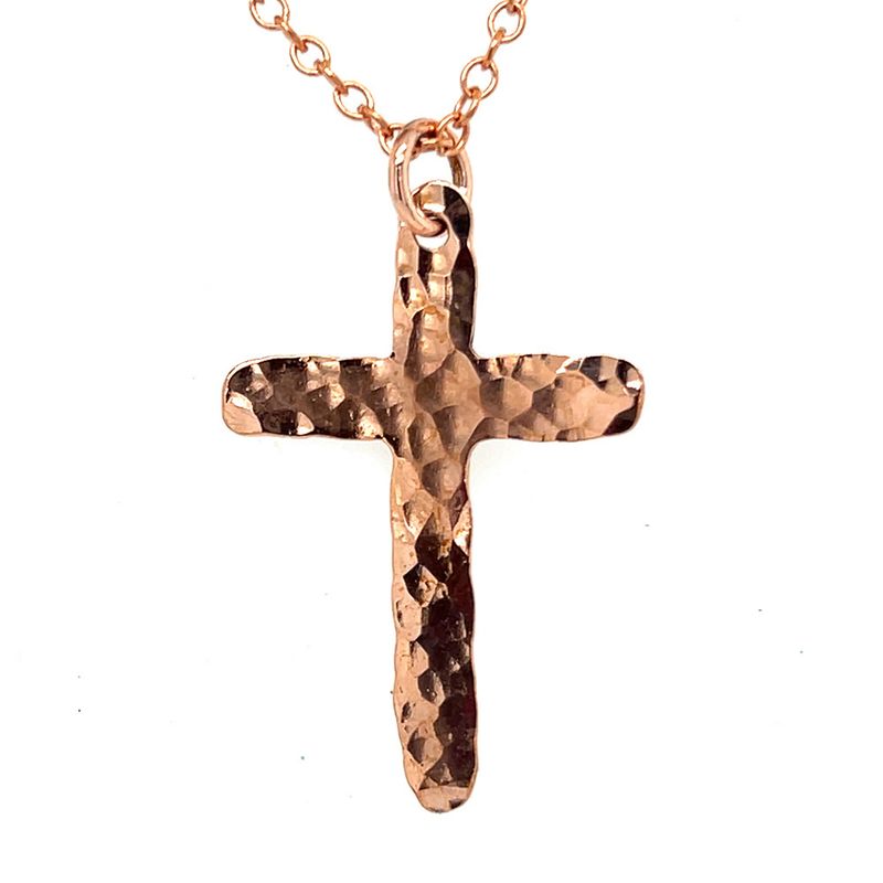 COPPER HAMMERED CROSS NECKLACE