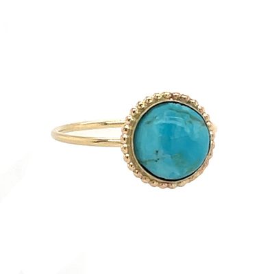 YELLOW GOLD-FILLED ROUND TURQUOISE RING 6