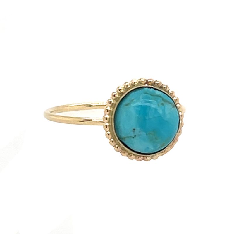 YELLOW GOLD-FILLED ROUND TURQUOISE RING 6 YELLOW GOLD-FILLED ROUND TURQUOISE RING 6