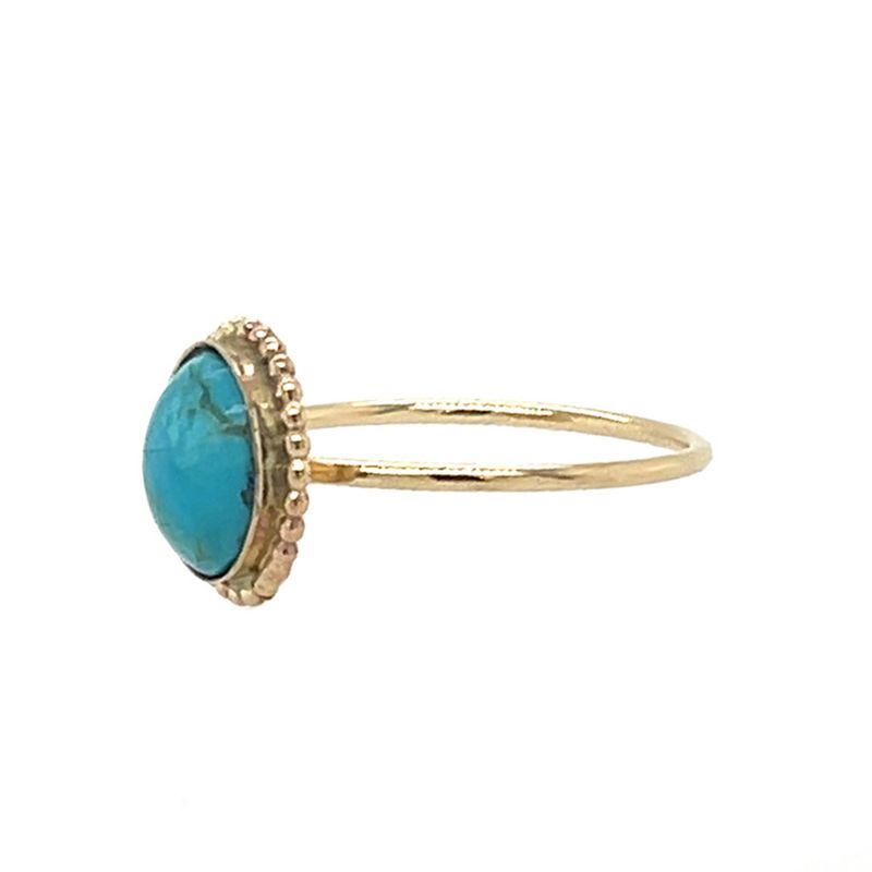 YELLOW GOLD-FILLED ROUND TURQUOISE RING 6