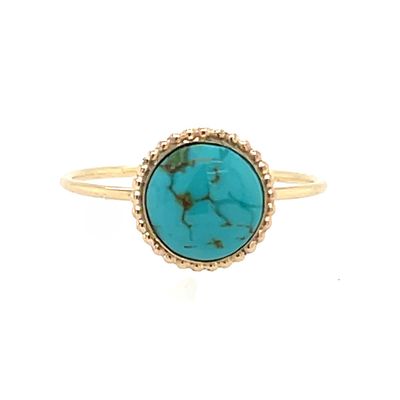 YELLOW GOLD-FILLED ROUND TURQUOISE RING 8