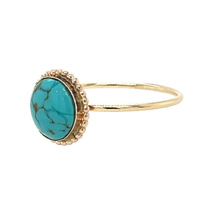 YELLOW GOLD-FILLED ROUND TURQUOISE RING 8