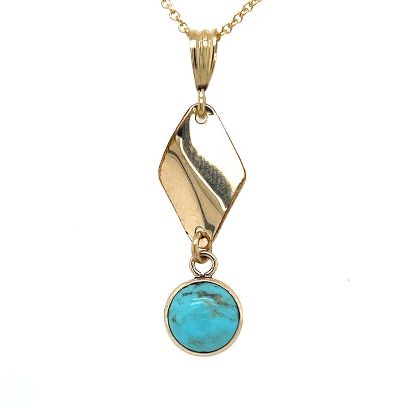 GOLD-FILLED CURVED DISC W/TURQUOISE NECKLACE