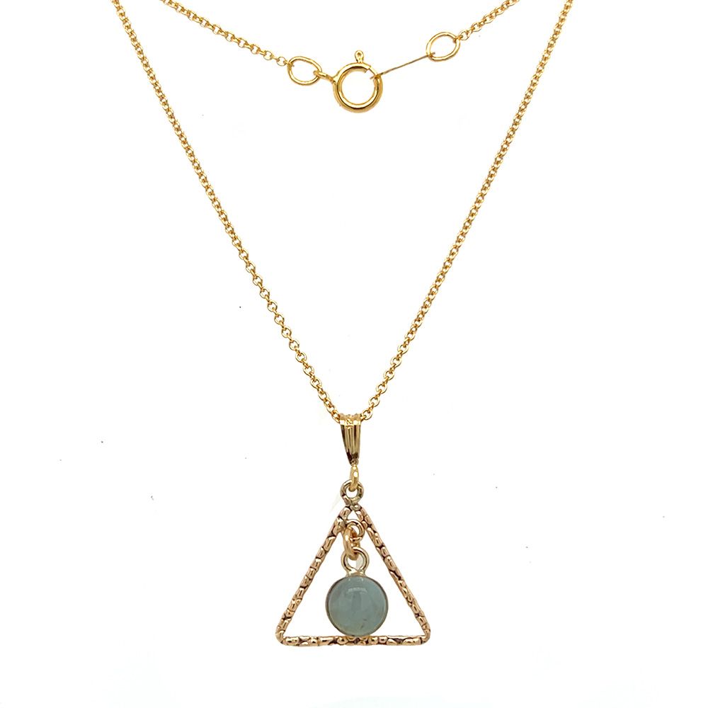 YELLOW GOLD-FILLED TRI DISC &amp; AQUAMARINE NECKLACE