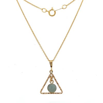 YELLOW GOLD-FILLED TRI DISC &amp; AQUAMARINE NECKLACE