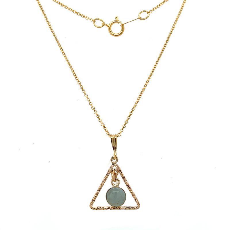 GOLD-FILLED TRI DISC &amp; AQUAMARINE NECKLACE