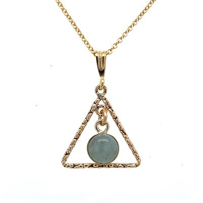 YELLOW GOLD-FILLED TRI DISC &amp; AQUAMARINE NECKLACE