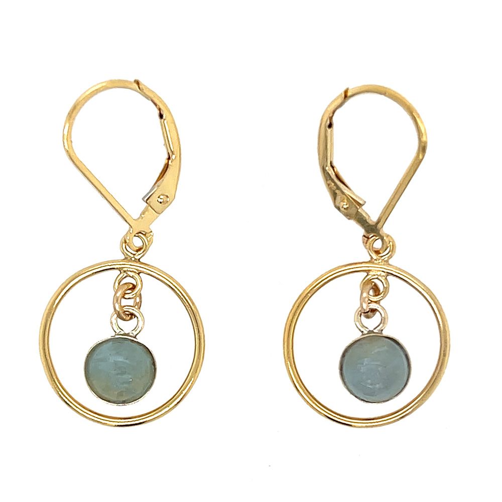 GOLD-FILLED CIRCLE &amp; AQUAMARINE EARRINGS