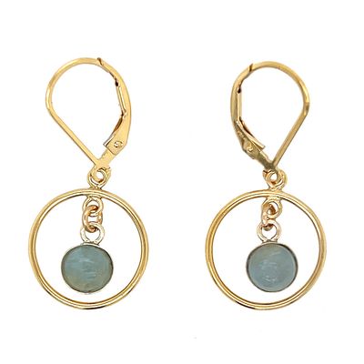 GOLD-FILLED CIRCLE &amp; AQUAMARINE EARRINGS