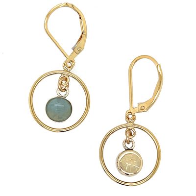 GOLD-FILLED CIRCLE &amp; AQUAMARINE EARRINGS