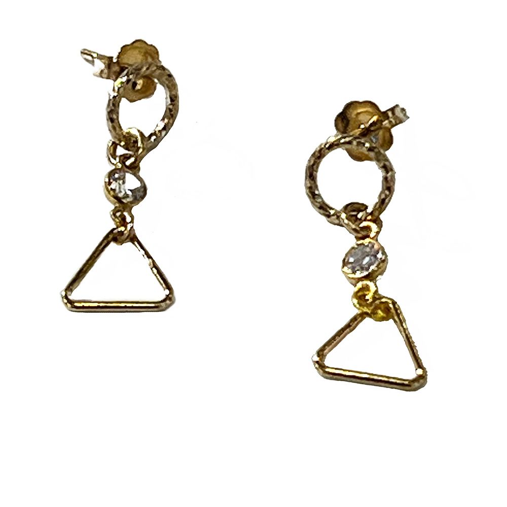 GOLD-FILLED SHAPES &amp; CZ POST EARRINGS