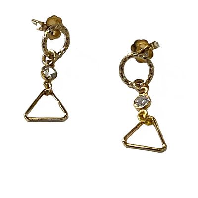 GOLD-FILLED SHAPES & CZ POST EARRINGS GOLD-FILLED SHAPES & CZ POST EARRINGS