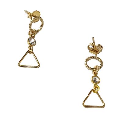 GOLD-FILLED SHAPES & CZ POST EARRINGS