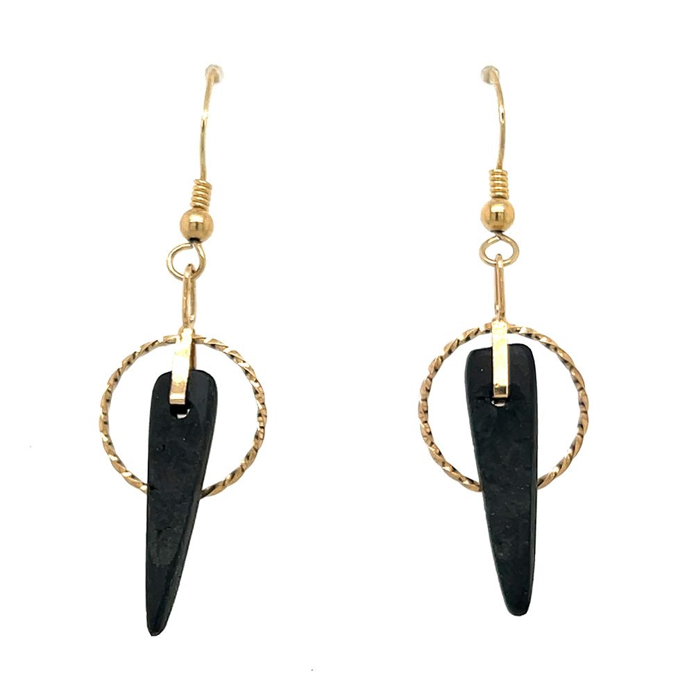 GOLD-FILLED CIRCLE &amp; WOOD EARRINGS