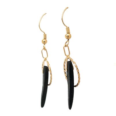 GOLD-FILLED CIRCLE & WOOD EARRINGS