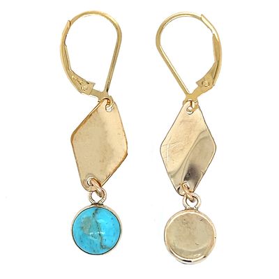 GOLD-FILLED CURVED DISC W/TURQUOISE EARRINGS