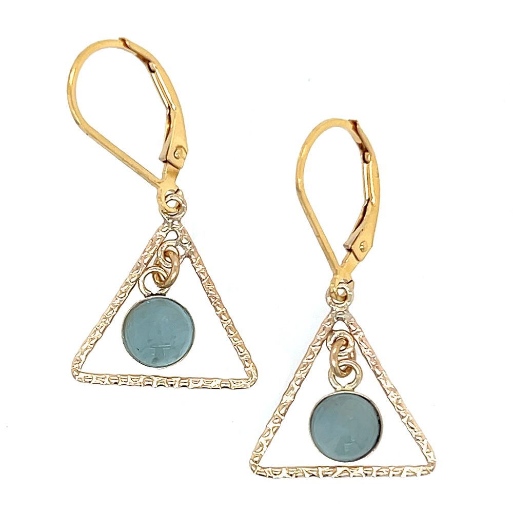 GOLD-FILLED TRI &amp; 6MM AQUAMARINE EARRINGS