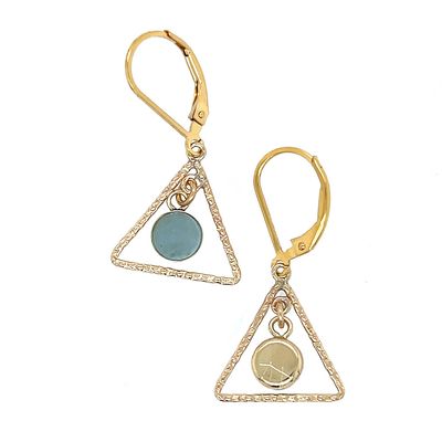GOLD-FILLED TRI &amp; 6MM AQUAMARINE EARRINGS