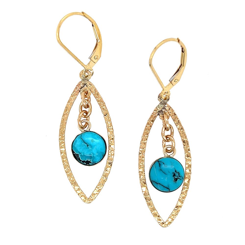 GOLD-FILLED MARQUISE SHAPE TURQUOISE EARRINGS