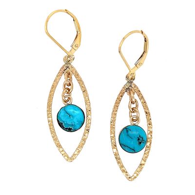 GOLD-FILLED MARQUISE SHAPE TURQUOISE EARRINGS
