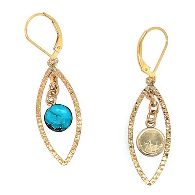 GOLD-FILLED MARQUISE SHAPE TURQUOISE EARRINGS